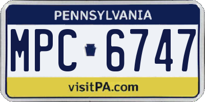 PA license plate MPC6747