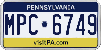 PA license plate MPC6749