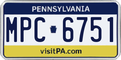 PA license plate MPC6751
