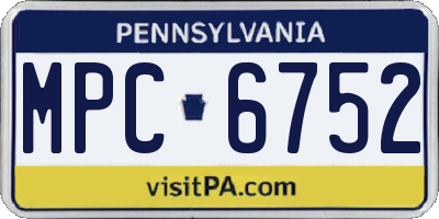 PA license plate MPC6752