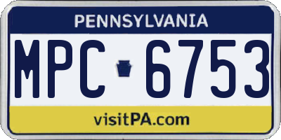 PA license plate MPC6753