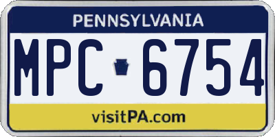 PA license plate MPC6754