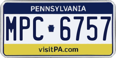 PA license plate MPC6757