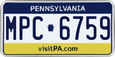 PA license plate MPC6759