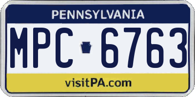 PA license plate MPC6763