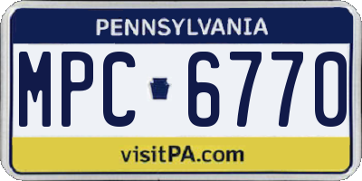 PA license plate MPC6770