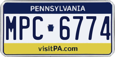 PA license plate MPC6774