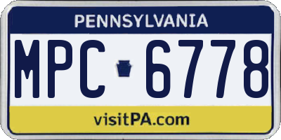 PA license plate MPC6778