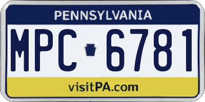 PA license plate MPC6781