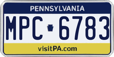 PA license plate MPC6783