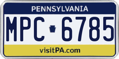 PA license plate MPC6785