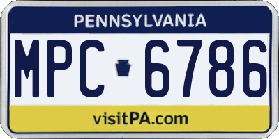 PA license plate MPC6786