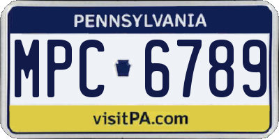 PA license plate MPC6789