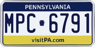 PA license plate MPC6791