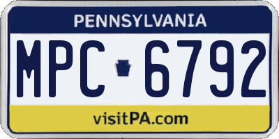 PA license plate MPC6792