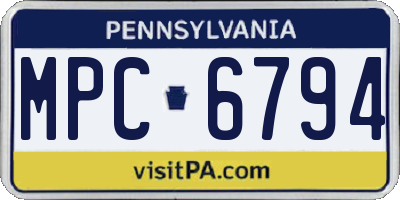PA license plate MPC6794