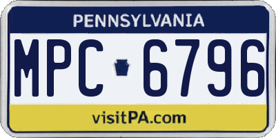 PA license plate MPC6796
