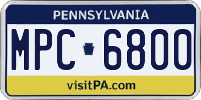PA license plate MPC6800