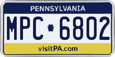 PA license plate MPC6802