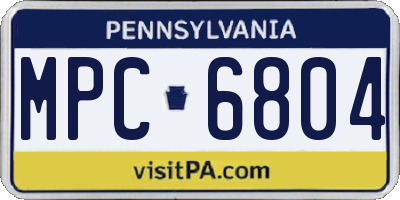 PA license plate MPC6804