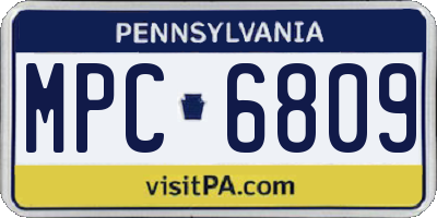 PA license plate MPC6809