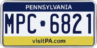 PA license plate MPC6821