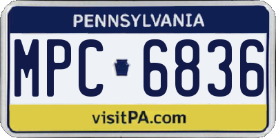PA license plate MPC6836