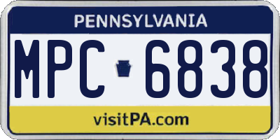 PA license plate MPC6838