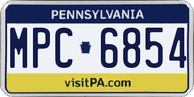 PA license plate MPC6854