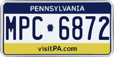 PA license plate MPC6872