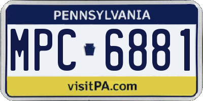 PA license plate MPC6881
