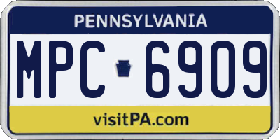 PA license plate MPC6909