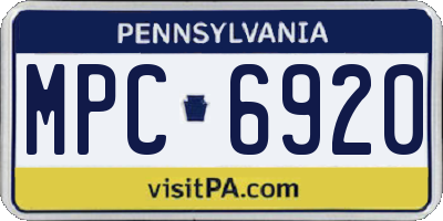 PA license plate MPC6920