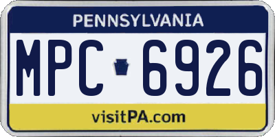PA license plate MPC6926