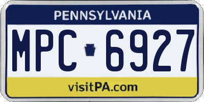 PA license plate MPC6927
