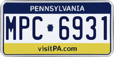 PA license plate MPC6931