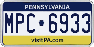 PA license plate MPC6933