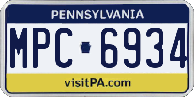 PA license plate MPC6934