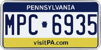 PA license plate MPC6935