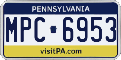 PA license plate MPC6953