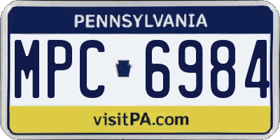 PA license plate MPC6984