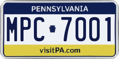 PA license plate MPC7001