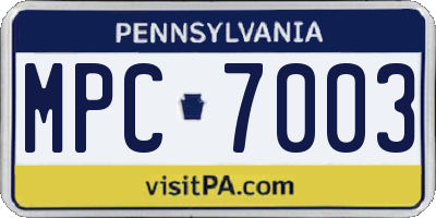 PA license plate MPC7003