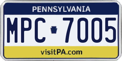 PA license plate MPC7005