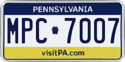 PA license plate MPC7007