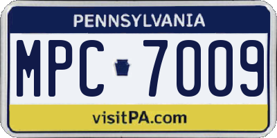 PA license plate MPC7009