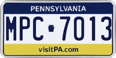 PA license plate MPC7013