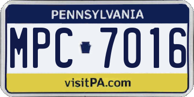 PA license plate MPC7016