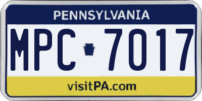 PA license plate MPC7017