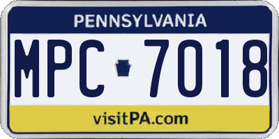 PA license plate MPC7018